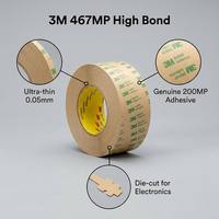 3M 467MP Pressure Sensitive Rubber Adhesive Transfer Tape Heat-Resistant Clear Double-Sided 0.05mm Thickness Industrial Use