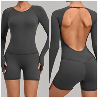 Combinaison de sport sans coutures, dos nu, col réglable, respirante, extensible dans quatre directions, avec coussinets de poitrine et effet push-up fessier, pour la course, le fitness et le yoga