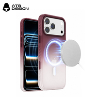 Étui de téléphone portable personnalisé ATB avec dégradé bordeaux pour iPhone 18 Pro Max, magnétique avec béquille pour appareil photo, antidérapant, mat