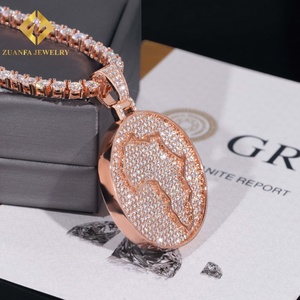 Nuevo Colgante de Mapa de África Estilo Hip Hop, Plata 925 con Moissanita, Joyería Fina con Incrustaciones de Circonitas, Unisex - Product Image 3