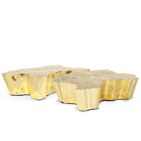 Table basse d'appoint Luxe Arbre de Vie en laiton poli avec base plaquée or, design artisanal inspiré de la nature