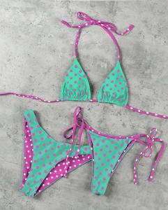 Viviblook Z316ST01 Conjunto de traje de baño de verano para mujer, conjunto de 3 piezas, sujetador triangular con tiras y tiras en los hombros, tanga sexy, conjunto de bikini para vacaciones en la playa - Product Image 4