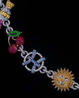 Ensemble de bijoux de luxe pour homme en or 9K-18K personnalisé, avec diamant de laboratoire véritable, chaîne cubaine baroque, pendentif serti de rubis et saphirs avec certificat IGI