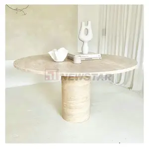 Tavolo da pranzo con piedistallo in tantalino Beige base ovale in marmo tavolo da pranzo solido tavolo rotondo