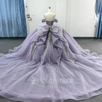 Robes de Quinceanera princesse violet chérie or appliques robe de bal avec tulle grande taille douce 16 Lsmc16-1
