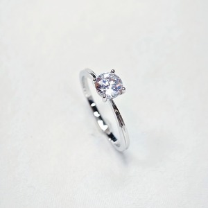 Rhodium mạ xác thực 925 Sterling Bạc Solitaire cubic zircon Nhẫn đính hôn với vòng cắt 4-prong thiết lập - Product Image 5