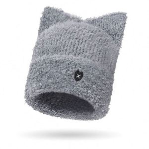 Sweet Cute <b>Cats</b> Ears-Shape Knitting in Autumn and Winter Female Thermal Ear Protection Heart Embroidery Knit <b>Hat</b> - Product Image 4
