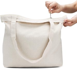 ถุงสิริที่มีซิป,โท้ทหนักธรรมชาติสำหรับงานหัตถกรรม,รีดผ้าและเย็บปักถักร้อย,<span class=keywords><strong>Tot</strong></span> ผ้าใบสีขาว - Product Image 4