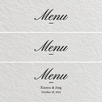 Cartes de menu personnalisées en typographie, menu de mariage en papier texturé gaufré, menu de table de restaurant de luxe pour événements et banquets