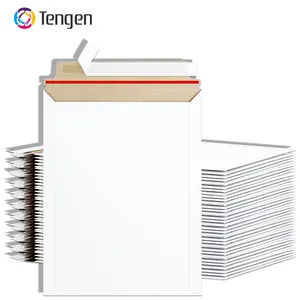 Tengen 9*12 Inch Custom Wholesale Recycled Expandable White Rigid Stay Flat Cardboard Mailers Envelopes for Photo Document