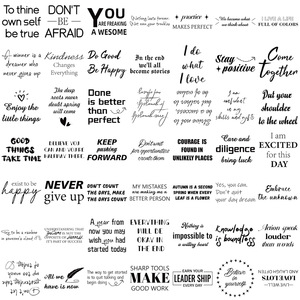 Venta al por mayor 50 Uds transparente negro blanco frase inspiradora pegatina de dibujos animados motivacional refrán positivo citas inspiradoras - Product Image 3