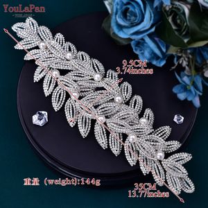 YouLaPan Diadema de Novia con Hojas, Tocado Nupcial, Accesorios para el Cabello de Mujer, Joyería Hecha a Mano, Tocado de Novia, Tiara para Concurso <span class=keywords><strong>HP411</strong></span> - Product Image 6