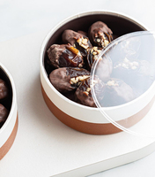 Boîtes de luxe vides en cuir PU pour l'Aïd, avec 3 compartiments ronds pour chocolats et dattes, plateaux cadeaux pour aliments, biscuits, desserts, avec couvercle transparent
