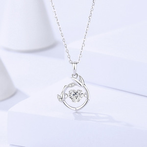 Collier en argent Sterling S925 avec cœur irisé pour femmes, chaîne de clavicule légère et luxueuse, cadeau, bijoux en argent - Product Image 2