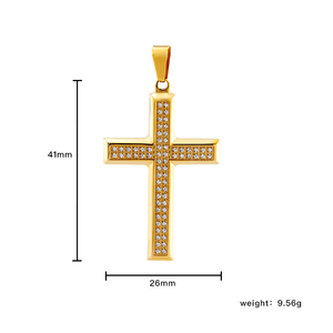 हिप हॉप स्टेनलेस स्टील हार आदमी लक्जरी स्टेनलेस स्टील पुरुषों गहने सोने की प्लेटेड ब्लिंग घन ज़िरकॉन क्रॉस - Product Image 6