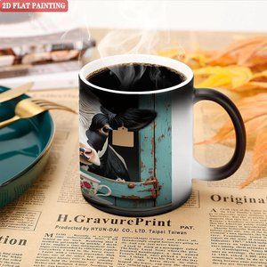 <b>Ceramic</b> Mug 11oz Heat Activated Color Changing Drinking <b>Cup</b> Frosted Black - Product Image 4