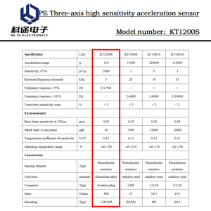 Sensor Transdutor Transmissor Acelerômetro Piezoelétrico de 3 Eixos PE para Medição de Vibração e Choque Monitoramento Micro-sísmico - Product Image 5