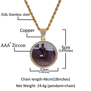 สร้อยคอจี้รูปทรงกลมแบบกำหนดเองพร้อมรูปภาพความทรงจำ <span class=keywords><strong>ราคา</strong></span>ขายส่ง Uwin Hip Hop ของขวัญเครื่องประดับรูปถ่ายส่วนตัวสำหรับผู้หญิงผู้ชาย - Product Image 3