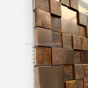 Mosaico in Ottone e Acciaio con Differenza di Altezza, Mosaico in <span class=keywords><strong>Rame</strong></span>, Piastrelle Metalliche Concave e Convesse per Rivestimento Murale - Product Image 5