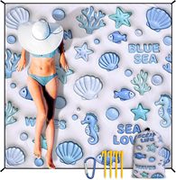Tapis de plage surdimensionné imperméable et anti-sable en nylon, 3 saisons, séchage rapide, portable, pour 1 à 8 adultes, pique-nique, camping