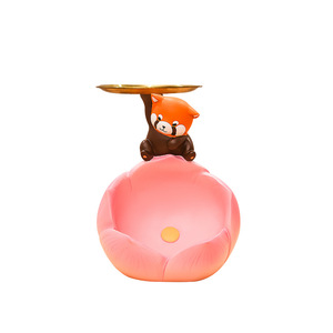 Cute Panda Lotus Resin Figurine Decorative Tray For Home Desktop Use - Product Image 5
