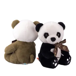 Ledi Bestseller Plüsch tier 8 Zoll Kinder Stofftiere Juguetes de Peluche benutzer definierte Logo Black Crooked Panda Stofftier