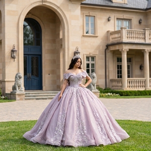 Lsmc135 Pink Ball Gown Quinceanera Dresses Beaded Appliques <b>Sweet</b> 16 Dress Vestido De 15 Anos <b>Party</b> Jancember - Product Image 5