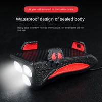 Phare de vélo PTGE à LED rechargeable, lampe torche puissante, klaxon électrique, support de téléphone portable, accessoires pour la conduite nocturne
