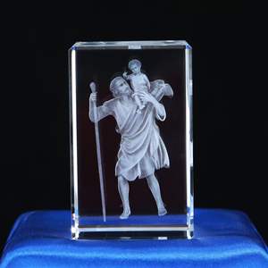 Cubo de Cristal con Grabado Láser 3D de la Estatua de Jesús, Diseño Personalizado con Múltiples Patrones, Regalo Religioso - Product Image 6