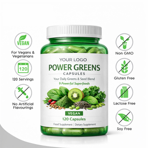 Capsules de Power Greens en marque privée, mélange de 9 superaliments, stimulant énergétique, logo personnalisé OEM, capsules de Power Greens - Product Image 6