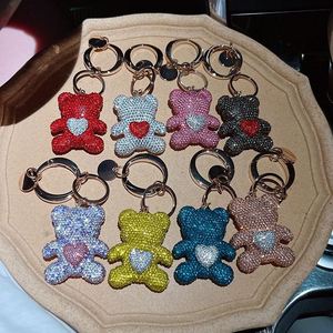 Factory Wholesale Designer Luxury Shining Water Diamond Bear Car Keychain Cute Bear Metal <b>Keyring</b> Girl Gift - Product Image 6