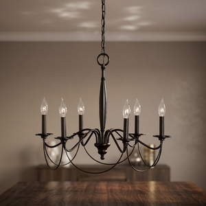 Cross-border American Retro Country Long Middle Adjustable Height Ceiling Home Office 6-<b>Branch</b> Black Iron Lantern - Product Image 2