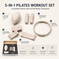 Micogo – Ensemble d'équipement de Pilates 5-en-1 en silicone liquide de qualité supérieure, personnalisé, avec coffret cadeau de luxe pour entraînement à domicile