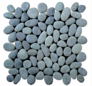 Mosaïque de carreaux de galets verts écologiques durables pour villa moderne, pierre de rivière naturelle pour extérieur et salle de bain - Product Image 4