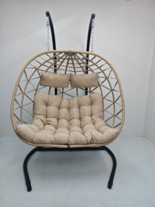Silla Colgante de Metal Moderna para Exteriores, Plegable y Desmontable, para 2 Personas, con Diseño de Asiento Tipo Huevo, para Patio, Jardín y Hogar - Product Image 2