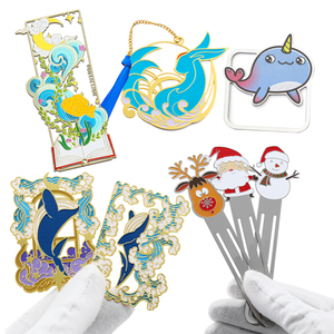 Metal Crafts Supplier Souvenir Cute Cartoon Custom Design Logo Metal Gold Plated Soft Enamel Bookmarks Book Mark