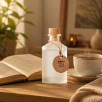 Ensemble diffuseur de parfum en verre de luxe avec logo personnalisé, couvercle en bois, ensemble cadeau de parfum d'intérieur écologique