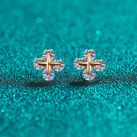 Boucles d'oreilles simples en moissanite minuscules de qualité supérieure Boucles d'oreilles en moissanite en argent sterling 925 en or rose pour femmes Cadeaux de la Saint-Valentin