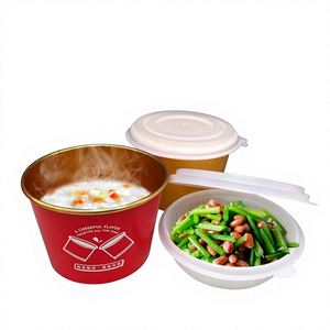 Two-layer Round Plastic Noodle Bowl Dry/wet Separation Compartmented <b>Lunch</b> <b>Box</b> with Lid for Noodles and Dumplings - Product Image 2