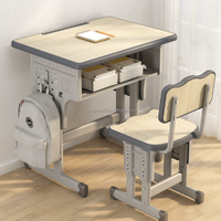 Ensemble table et chaise scolaire commerciale Zoshine moderne en métal écologique avec étagère, prêt à l'emploi, installation facile, protection anti-collision