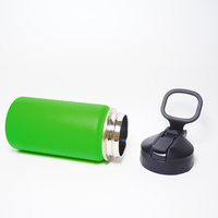 Tragbare Grüne Wasserflasche mit Strohhalm-Deckel & Tragering Auslaufsichere Reiseflasche 350ml Doppelwandige Vakuumisolierte Flasche