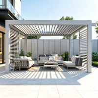 Robuste Bioklimatische Aluminium-Pergola Schwarzes Motorisiertes Lamellendach Schneelastbeständig Hinterhof Balkon Außenbereich Pavillon