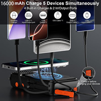 Banque d'alimentation solaire 16000mAh Radio FM Étanche Charge rapide Charge sans fil 20W Générateur à manivelle d'urgence Support extérieur