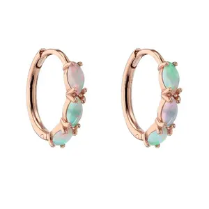 Gemstone Earrings 925 Gemnel Trending Jewelry Huggies Marquise Opal Hoops 925 Silver Gemstone Earrings