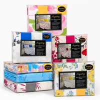 Lot de 6 draps de lit imprimés pour très grand lit (Queen/King) avec 4 taies d'oreiller, motifs variés, vente en gros