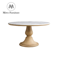 Ensemble de table et chaises de salle à manger rondes en bois de style moderne et luxueux, plateau en marbre blanc naturel, salon, cuisine intérieure, 4 à 6 places