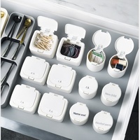 Organisateur de Compartiments Créatif en Plastique pour Coton-Tiges et Aiguilles à Coudre, Boîte de Rangement de Bureau Minimaliste à Tiroir Pop-Up à Pression