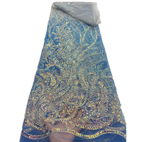 Nouveauté : Tissu en dentelle perlée avec paillettes et dentelle en filet pour robes de mariage/de soirée
