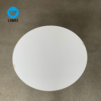 Table basse ronde LIWEI moderne en MDF avec plateau en bois, base en métal jaune en forme de tulipe, table d'appoint pour salon et chambre à coucher