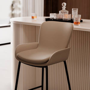 <span class=keywords><strong>Tabouret</strong></span> <span class=keywords><strong>de</strong></span> <span class=keywords><strong>bar</strong></span> en fer forgé <span class=keywords><strong>de</strong></span> style luxe léger en cuir, à haut dossier, pour la maison, le café ou le comptoir - Design moderne - Product Image 4